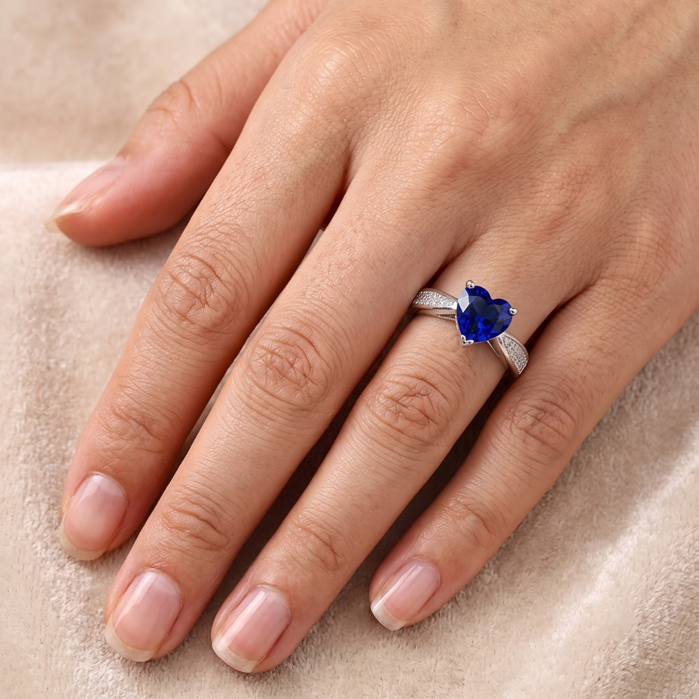 Natural Sapphire Ring 2ct - White Gold 14K