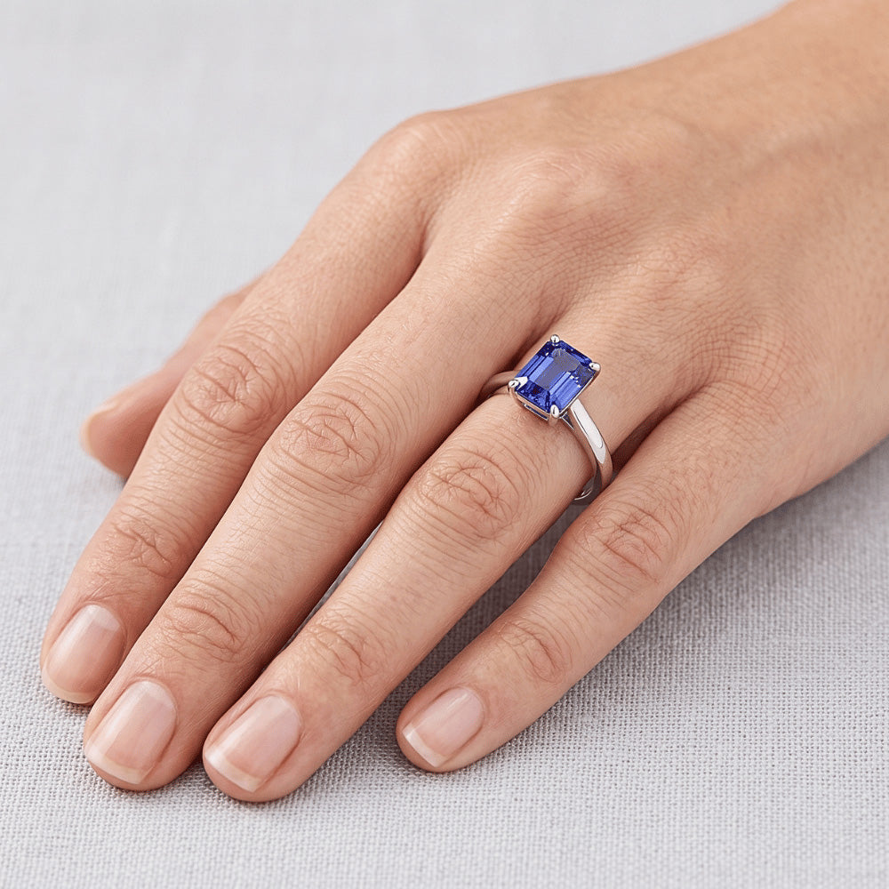 Natural Sapphire Ring 2ct - White Gold 14K