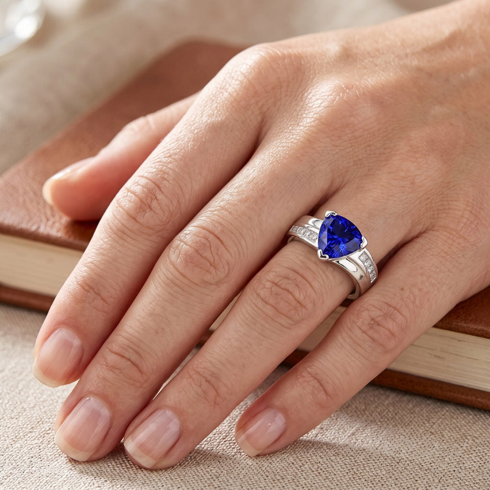 Natural Sapphire Ring 2ct - White Gold 14K