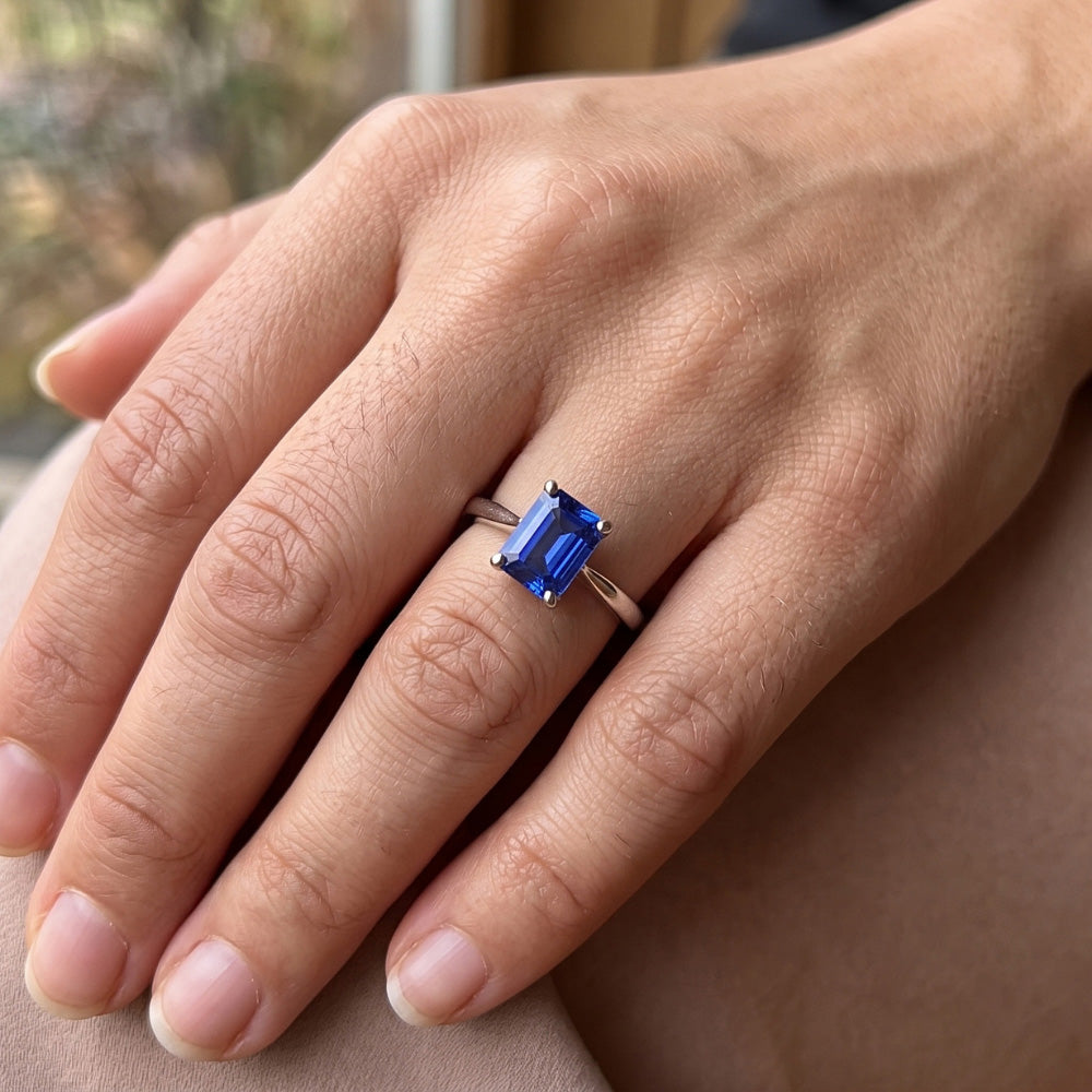 Natural Sapphire Ring 2ct - White Gold 14K