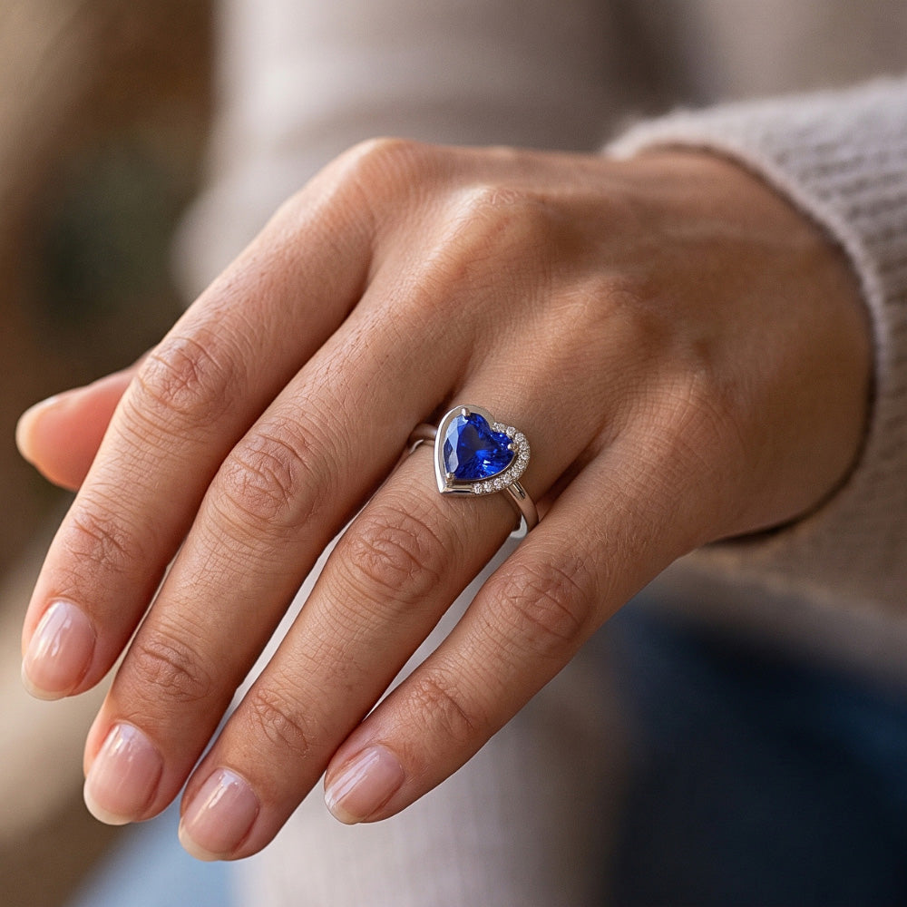 Natural Sapphire Ring 2ct - White Gold 14K