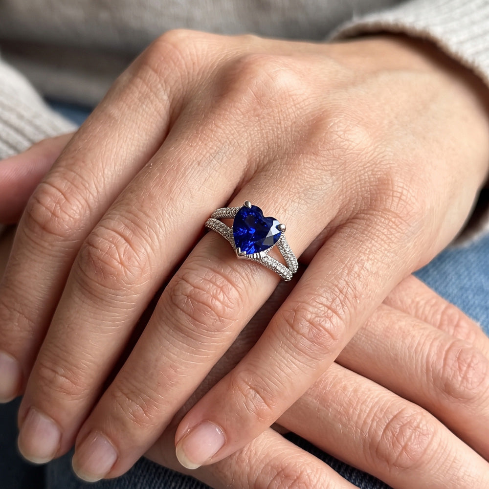 Natural Sapphire Ring 2ct - White Gold 14K