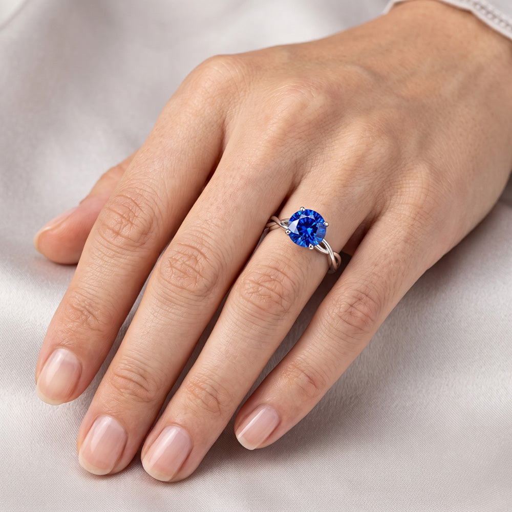 Natural Sapphire Ring 2ct - White Gold 14K