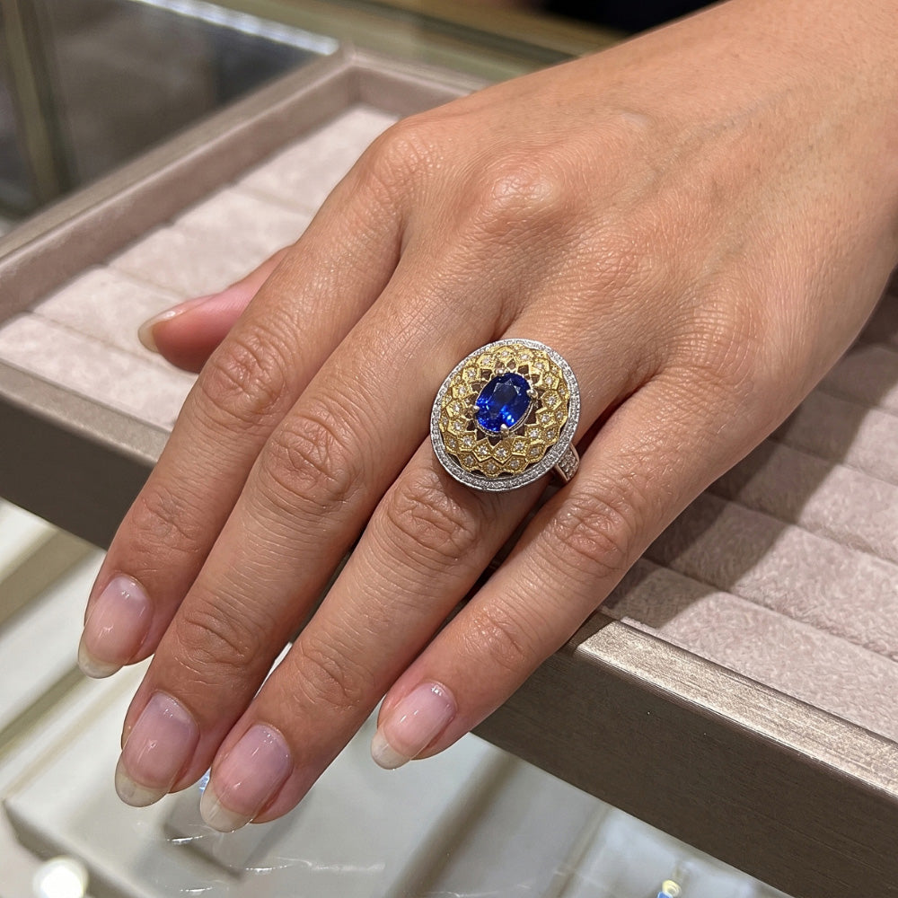 Natural Sapphire Ring 3.11ct - Yellow Gold 14K