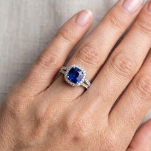 Natural Sapphire Ring 3.20ct - White Gold 14K