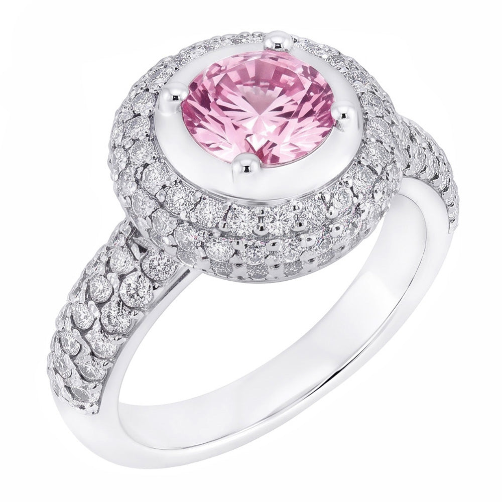 Natural Sapphire Ring 3.21ct - White Gold 14K