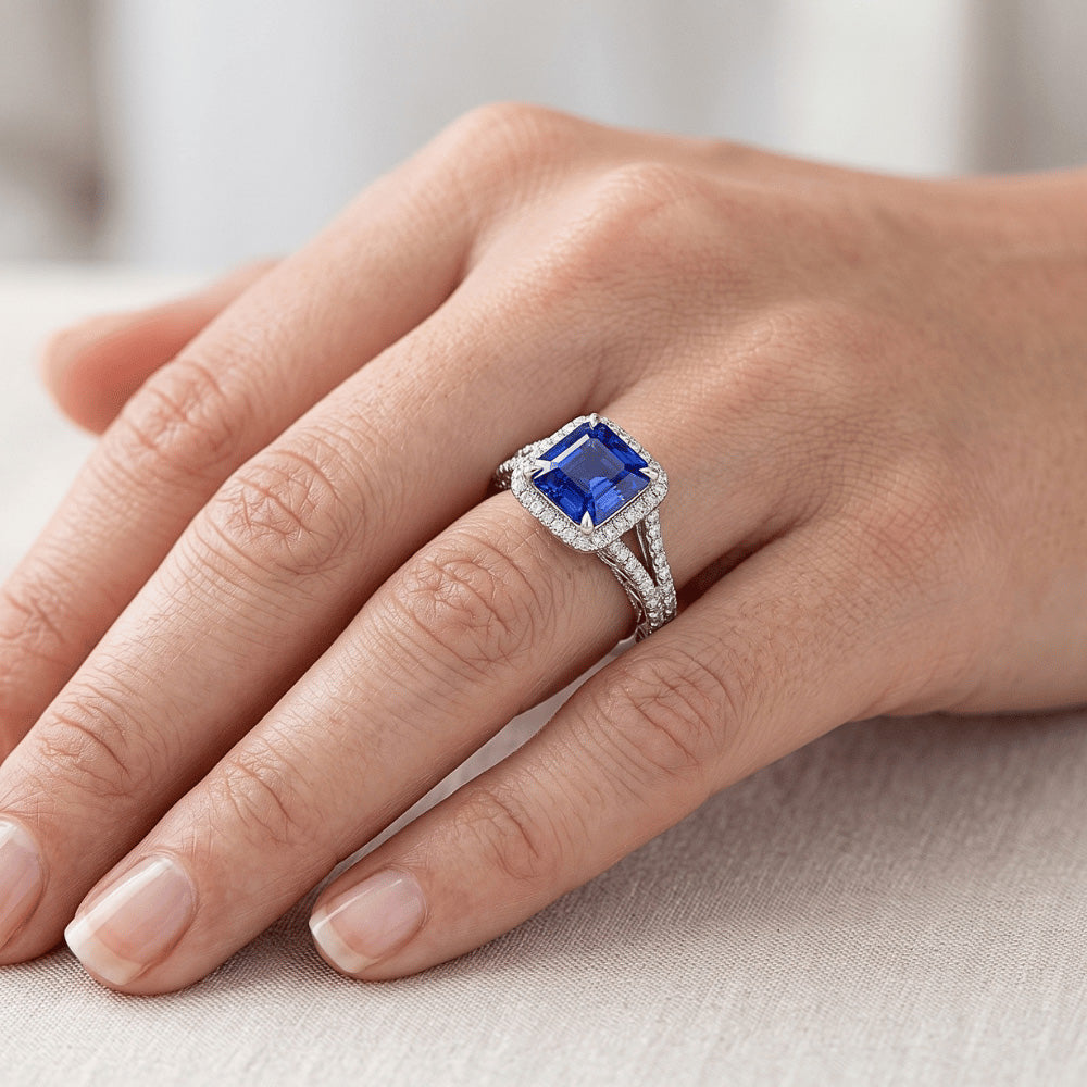Natural Sapphire Ring 3.25ct - White Gold 14K