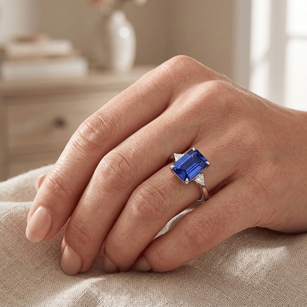 Natural Sapphire Ring 3.25ct - White Gold 14K