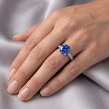 Natural Sapphire Ring 3.30ct - White Gold 14K