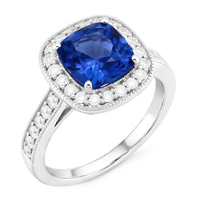 Natural Sapphire Ring 3.40ct - White Gold 14K