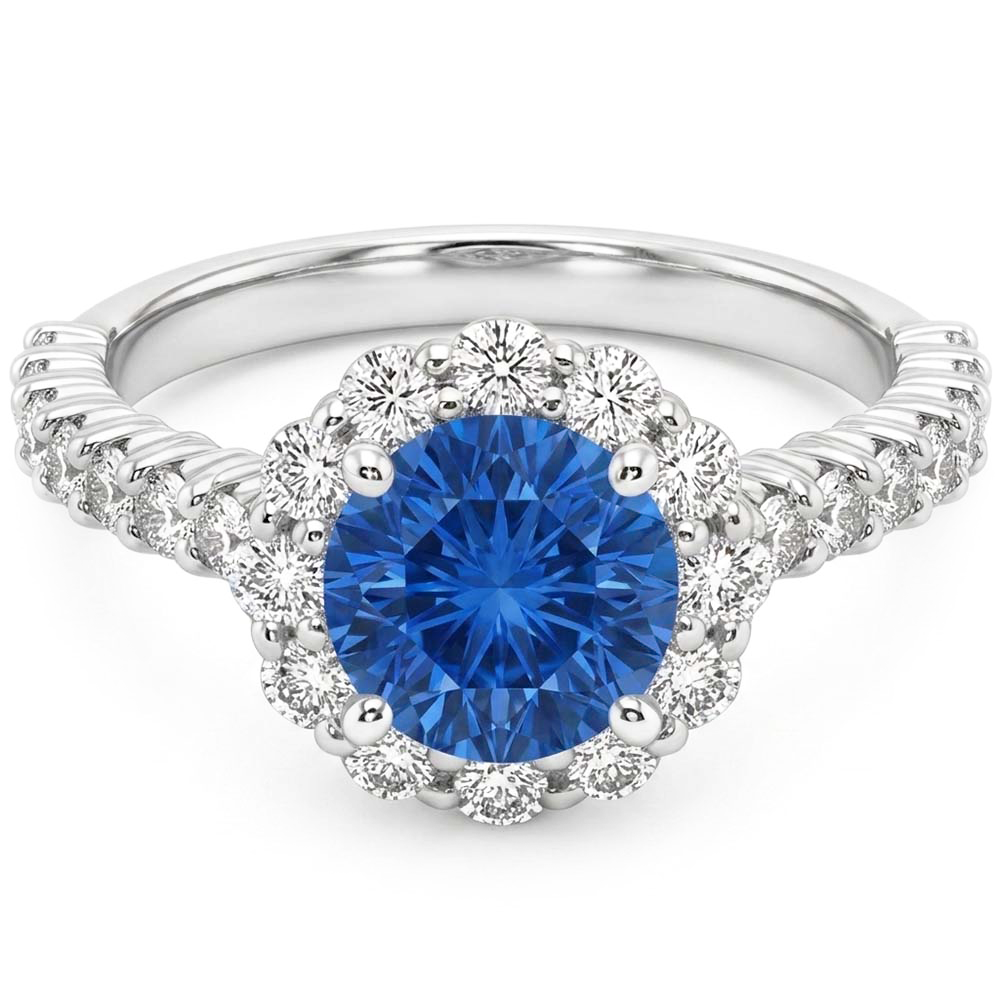 Natural Sapphire Ring 3.40ct - White Gold 14K