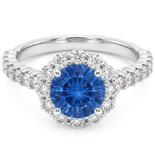 Natural Sapphire Ring 3.40ct - White Gold 14K