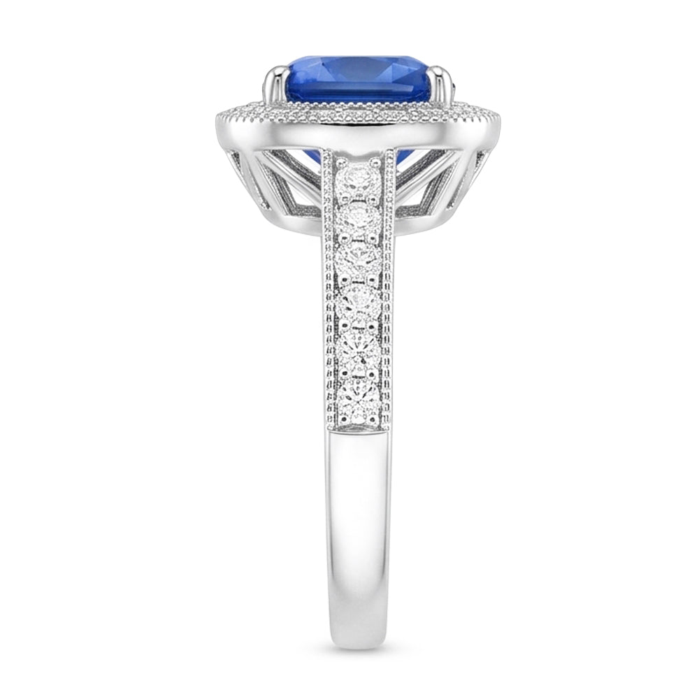 Natural Sapphire Ring 3.40ct - White Gold 14K