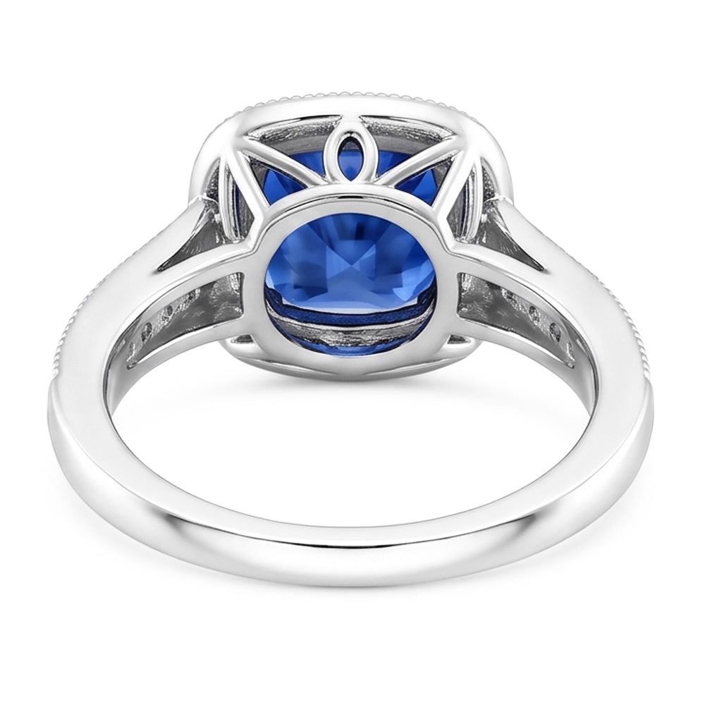Natural Sapphire Ring 3.40ct - White Gold 14K
