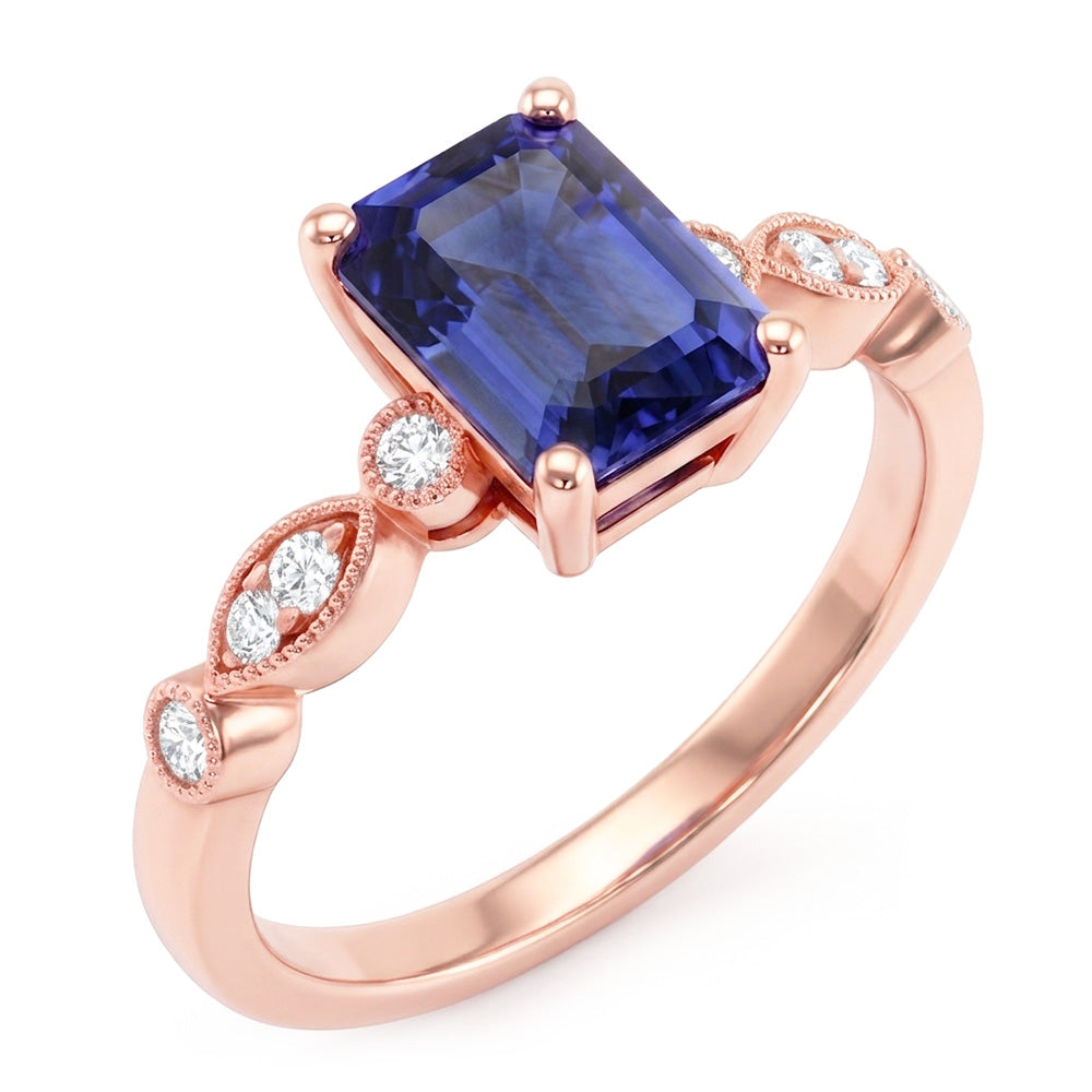 Natural Sapphire Ring 3.50ct - Rose Gold 14K