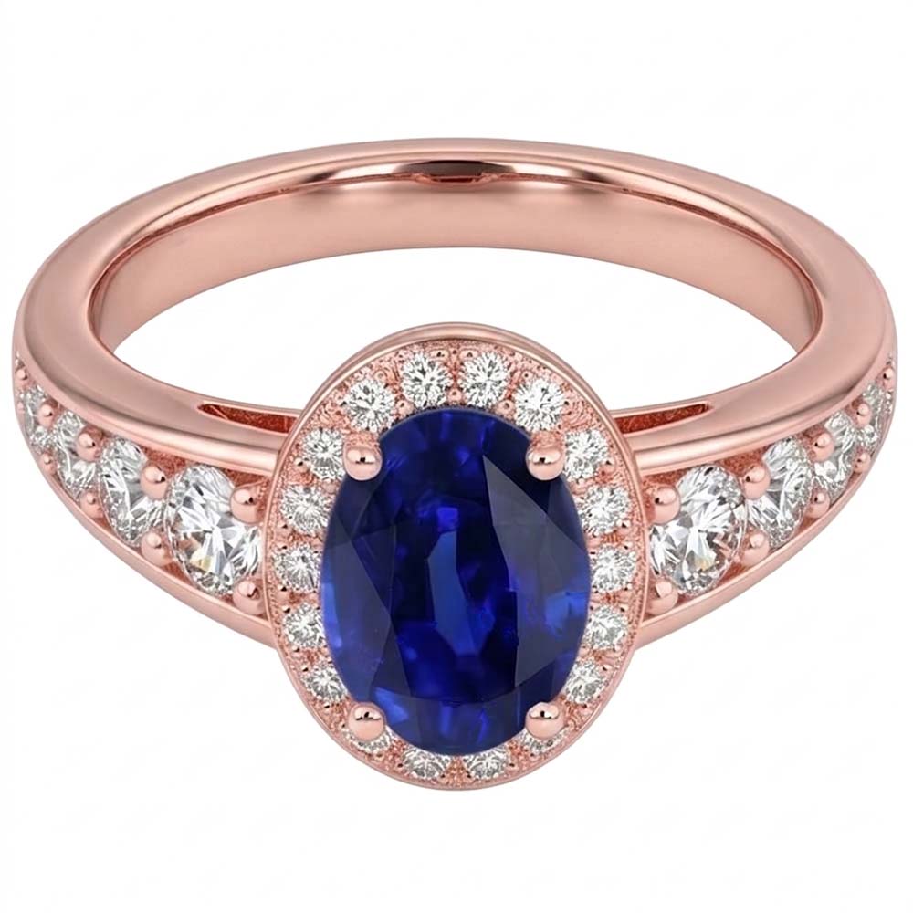 Natural Sapphire Ring 3.50ct - Rose Gold 14K