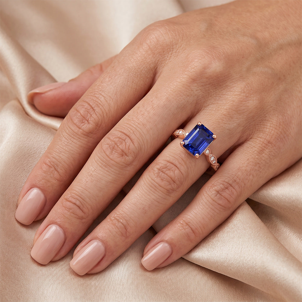 Natural Sapphire Ring 3.50ct - Rose Gold 14K