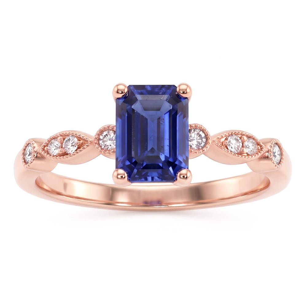 Natural Sapphire Ring 3.50ct - Rose Gold 14K
