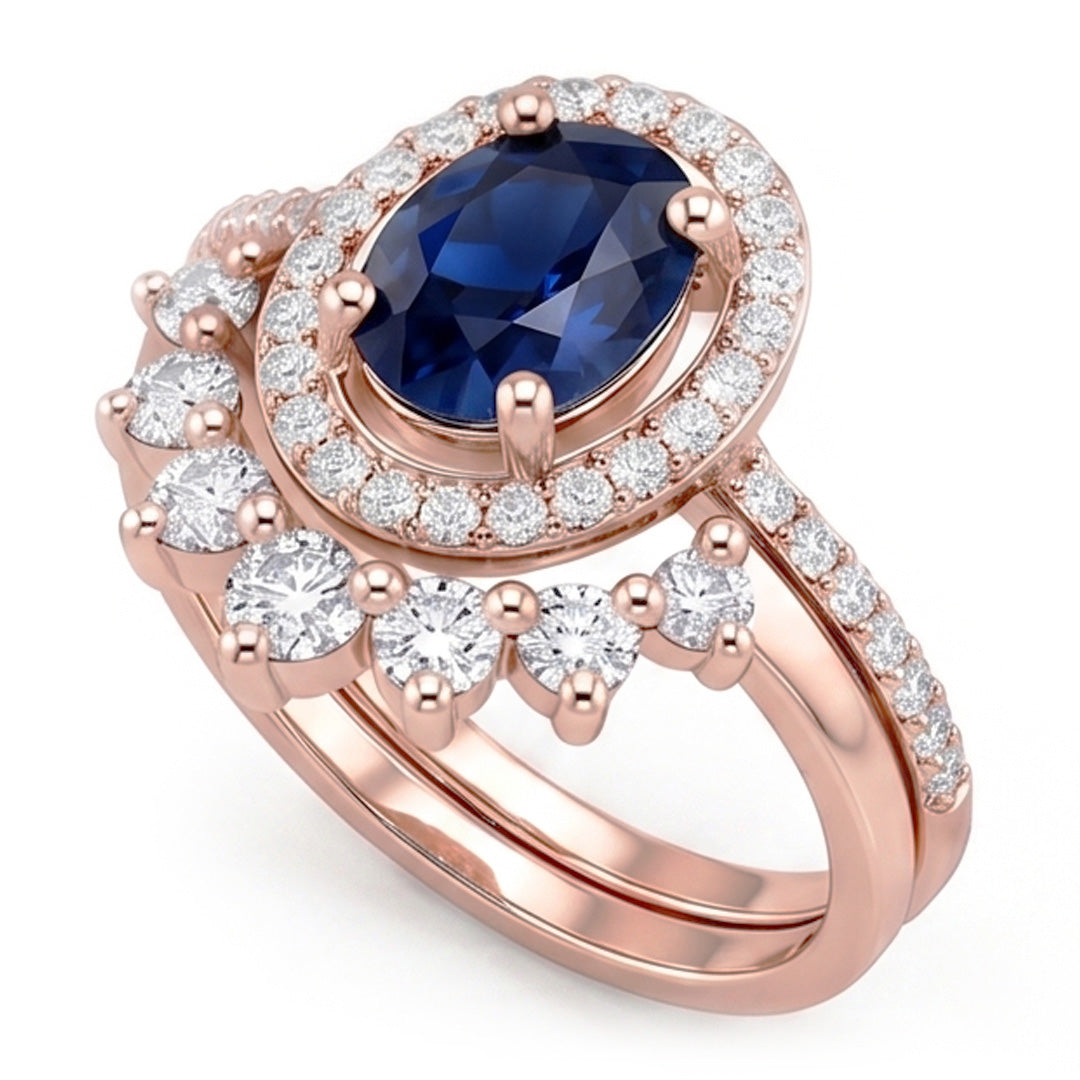 Natural Sapphire Ring 3.50ct - Rose Gold 14K