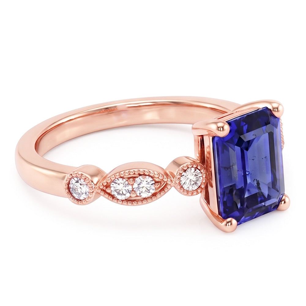 Natural Sapphire Ring 3.50ct - Rose Gold 14K