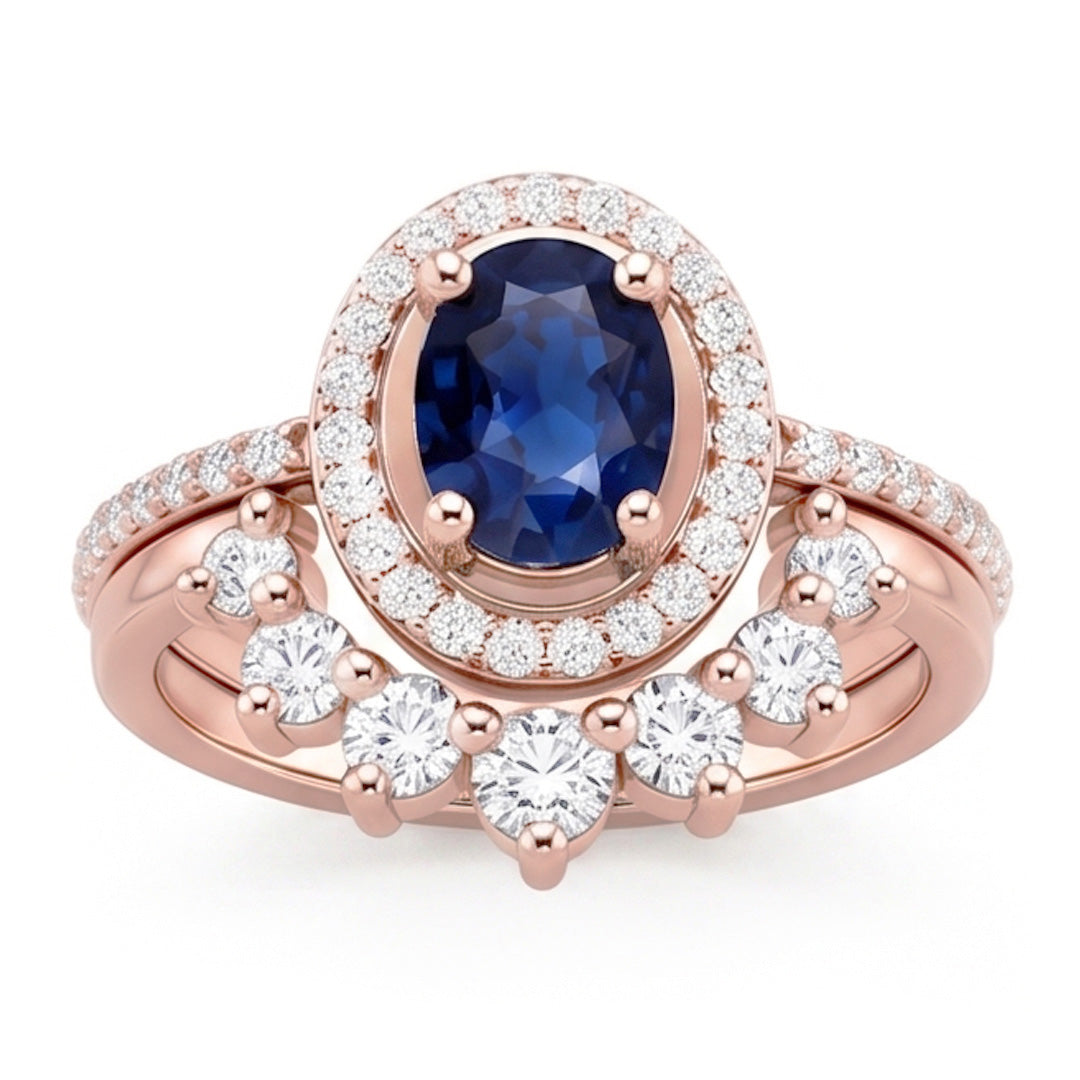 Natural Sapphire Ring 3.50ct - Rose Gold 14K