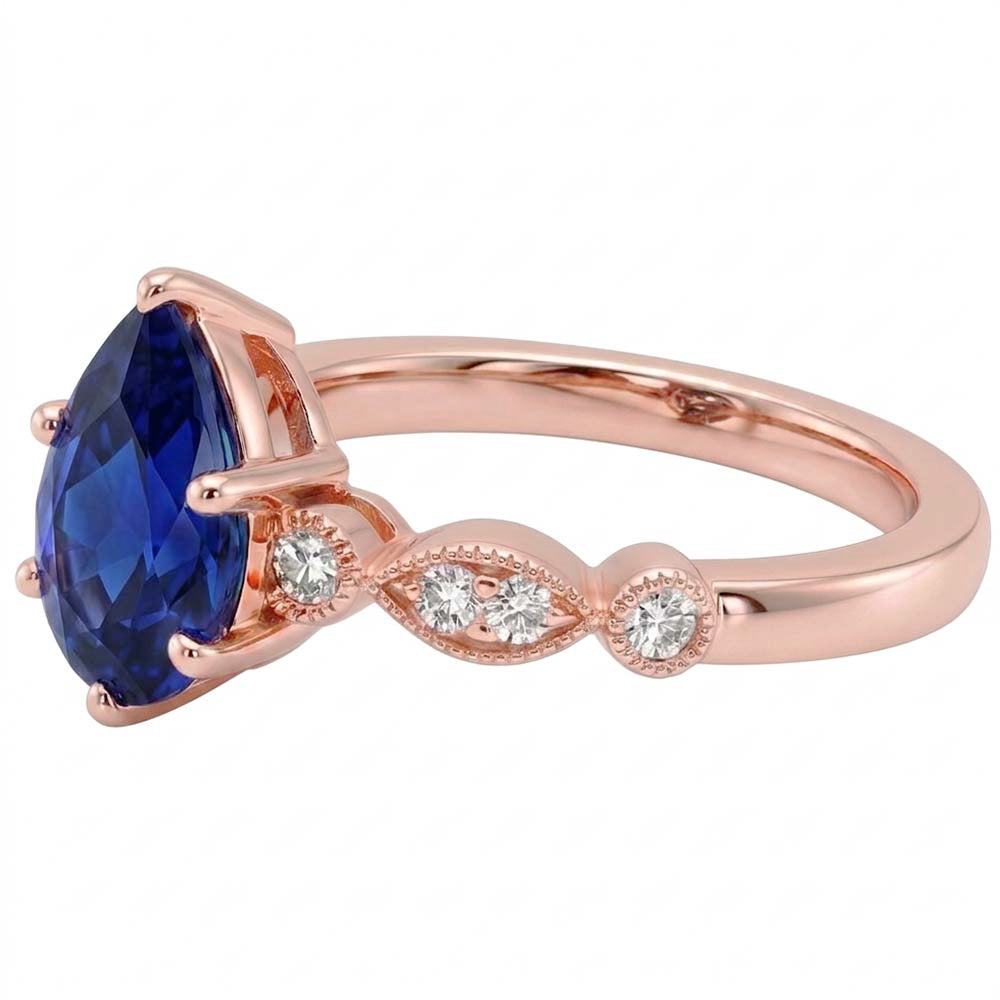 Natural Sapphire Ring 3.50ct - Rose Gold 14K