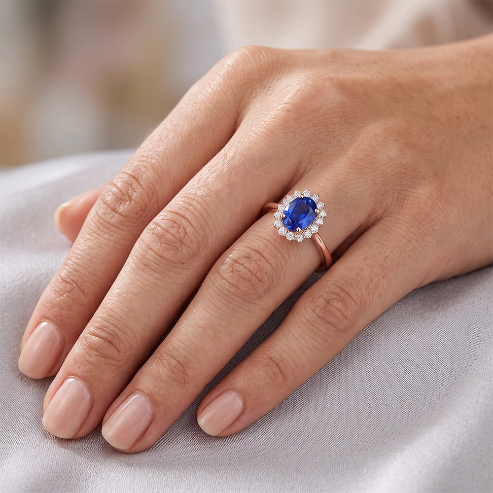 Natural Sapphire Ring 3.50ct - Rose Gold 14K
