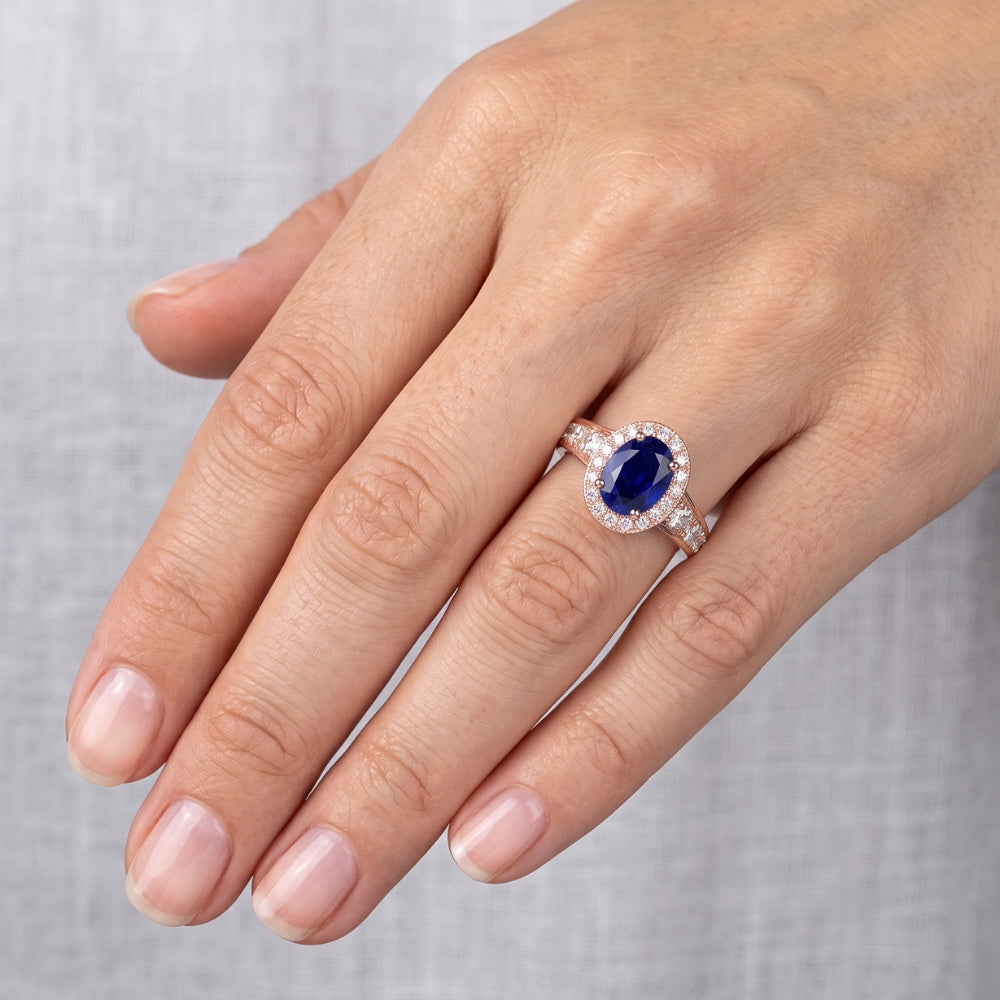 Natural Sapphire Ring 3.50ct - Rose Gold 14K