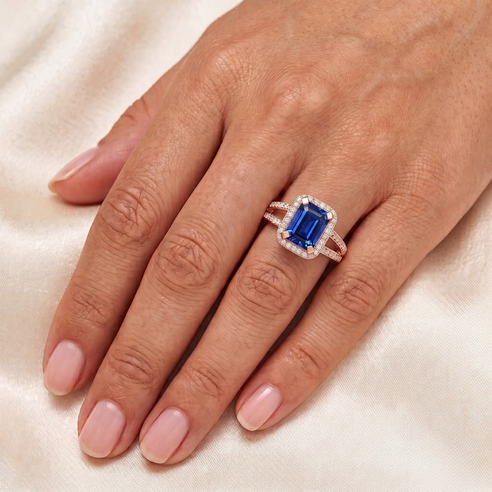 Natural Sapphire Ring 3.50ct - Rose Gold 14K