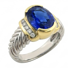 Natural Sapphire Ring 3.50ct - Two Tone 14K Gold