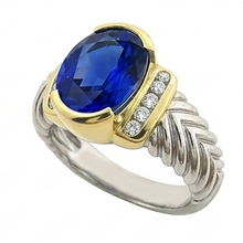 Natural Sapphire Ring 3.50ct - Two Tone 14K Gold