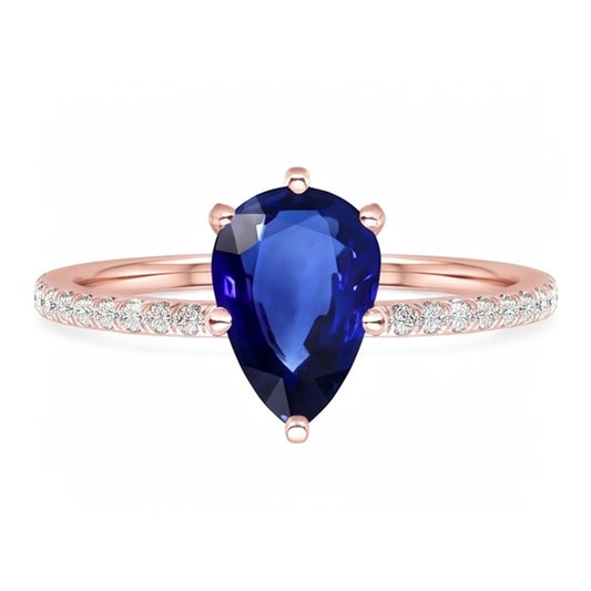 Natural Sapphire Ring 3.50ct - Two Tone 14K Gold