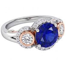 Natural Sapphire Ring 3.50ct - Two Tone 14K Gold