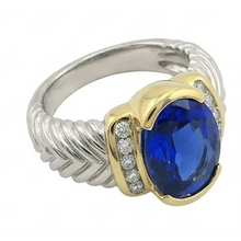 Natural Sapphire Ring 3.50ct - Two Tone 14K Gold