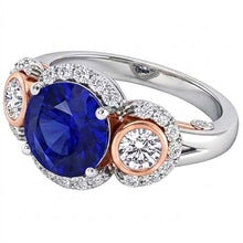 Natural Sapphire Ring 3.50ct - Two Tone 14K Gold