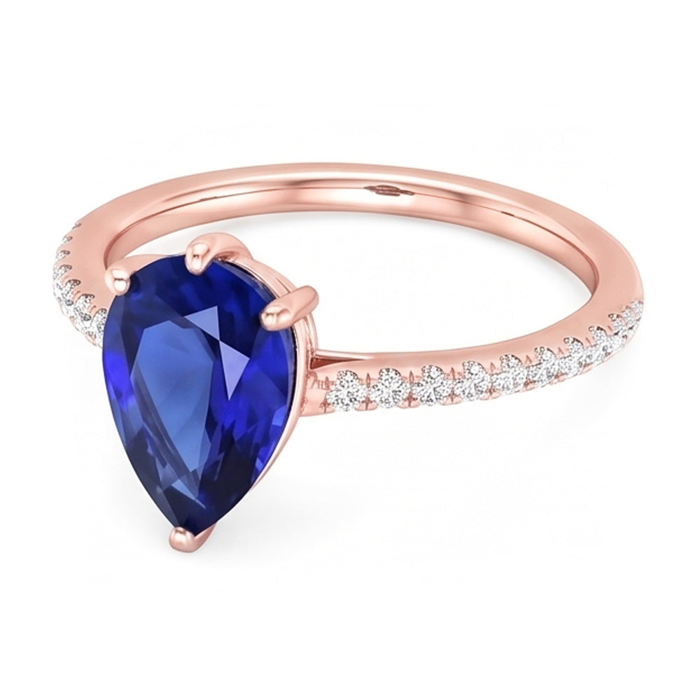 Natural Sapphire Ring 3.50ct - Two Tone 14K Gold