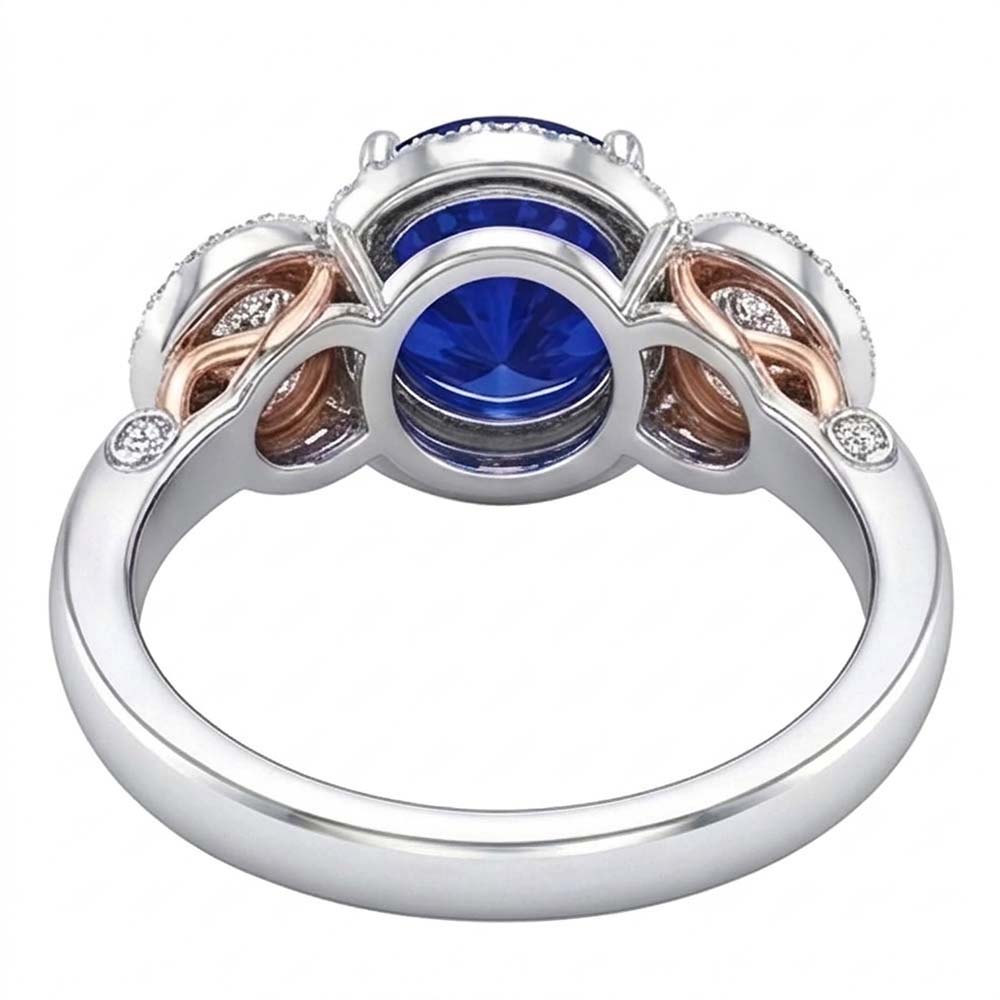 Natural Sapphire Ring 3.50ct - Two Tone 14K Gold