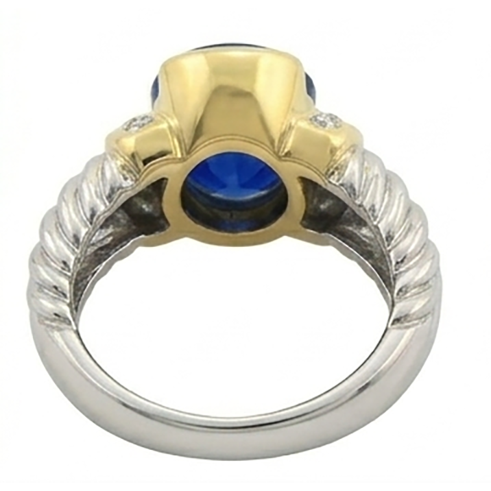 Natural Sapphire Ring 3.50ct - Two Tone 14K Gold
