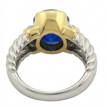 Natural Sapphire Ring 3.50ct - Two Tone 14K Gold
