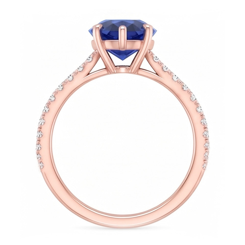 Natural Sapphire Ring 3.50ct - Two Tone 14K Gold