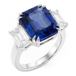 Natural Sapphire Ring 3.50ct - White Gold 14K