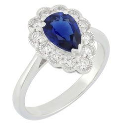 Natural Sapphire Ring 3.50ct - White Gold 14K