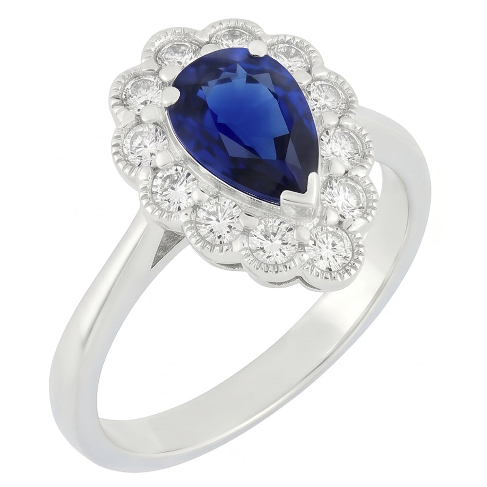 Natural Sapphire Ring 3.50ct - White Gold 14K