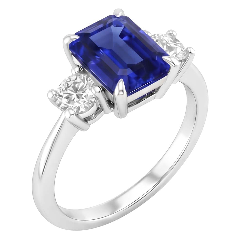 Natural Sapphire Ring 3.50ct - White Gold 14K
