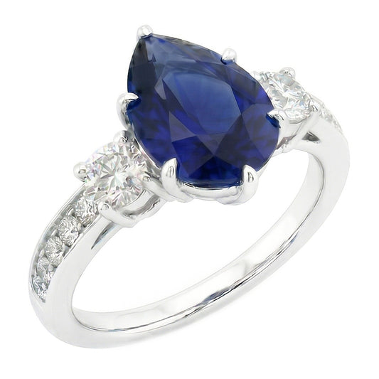 Natural Sapphire Ring 3.50ct - White Gold 14K