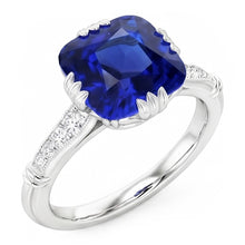 Natural Sapphire Ring 3.50ct - White Gold 14K