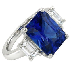 Natural Sapphire Ring 3.50ct - White Gold 14K