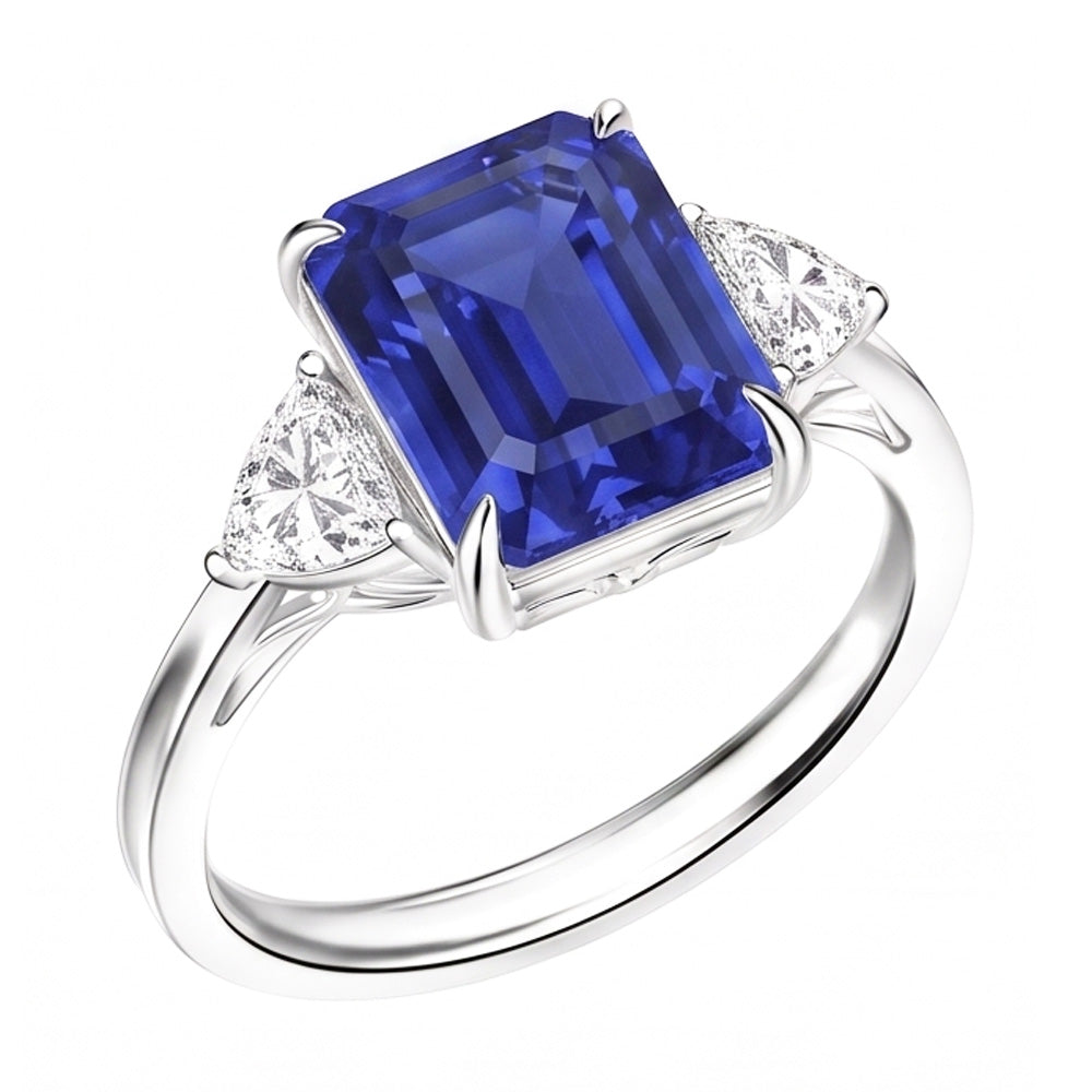 Natural Sapphire Ring 3.50ct - White Gold 14K