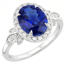 Natural Sapphire Ring 3.50ct - White Gold 14K