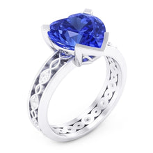 Natural Sapphire Ring 3.50ct - White Gold 14K